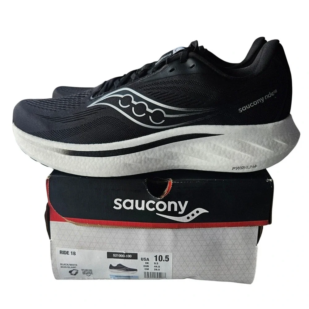 Saucony Ride 18 Mens Running Shoes Black White S21000-100 Size 10.5